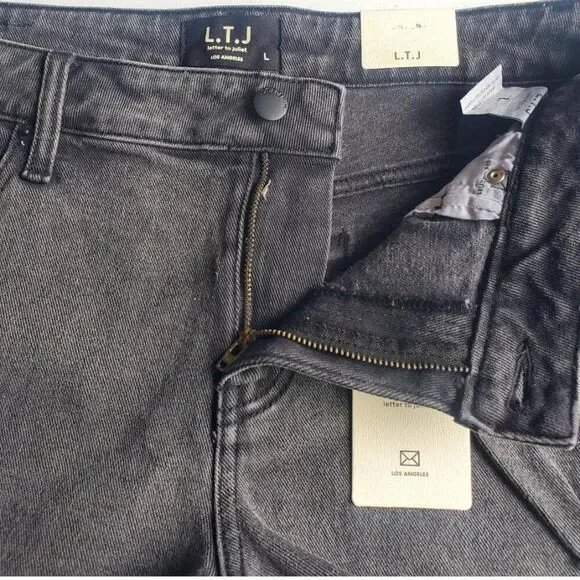 Anthropologie LTJ Letter to Juliet Acid Black cut off jean shorts NWT size xl - Picture 4 of 11